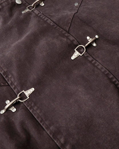 Washed Clasp Fireman Hooded Denim Jacket | LCDEGO Streetwear