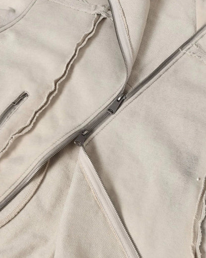 Diagonal Zipper Acid-Washed Hoodie | LCDEGO Streetwear