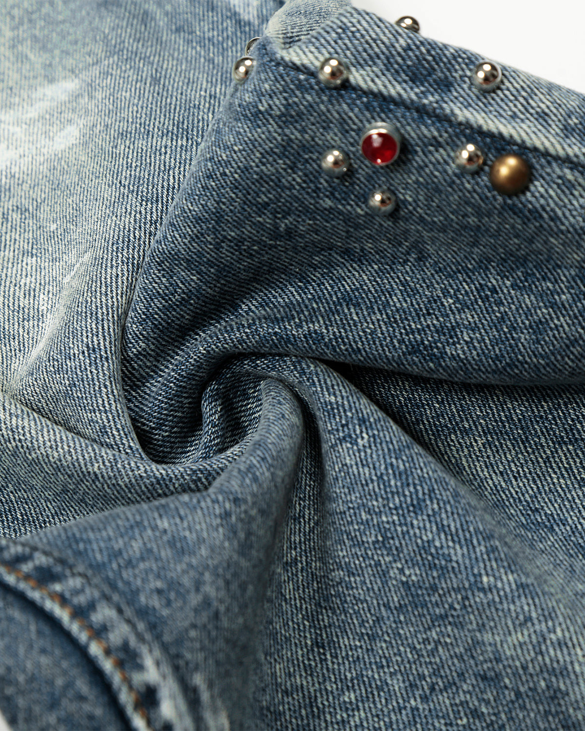 Acid Wash Beaded Studded Flared Baggy Jeans | LCDEGO Streetwear