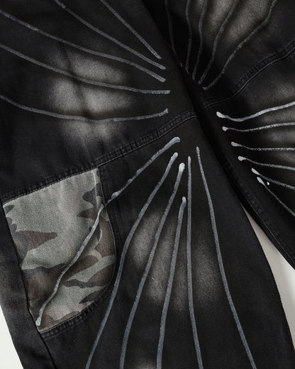Spray Graphic Camo Barrel Jeans | LCDEGO Streetwear
