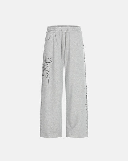 Studded Print Straight-Leg Sweatpants | LCDEGO Streetwear