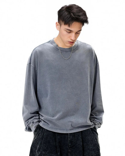 Distressed Washed Long Sleeve Tees | LCDEGO Streetwear