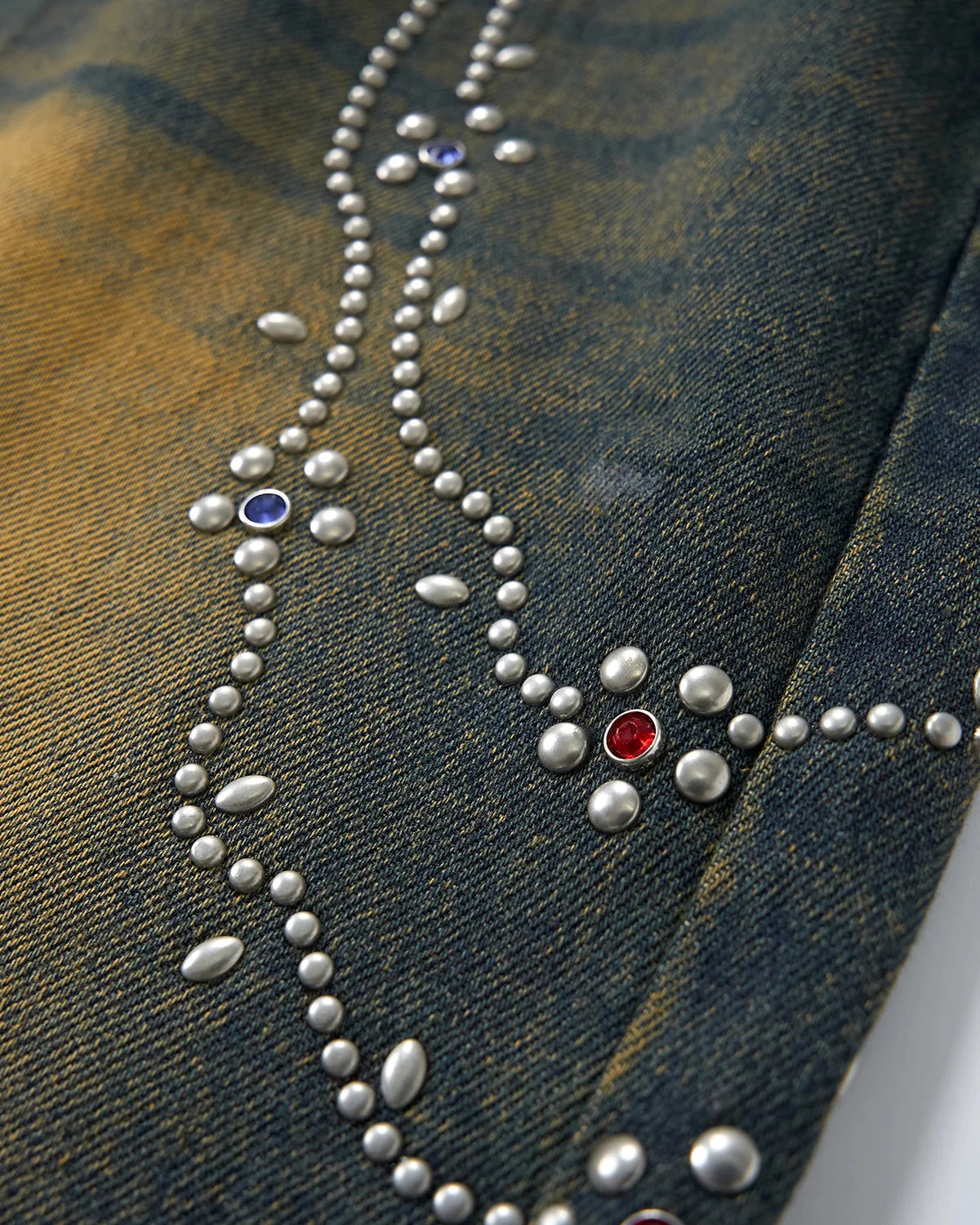 Acid Wash Rhinestone Chain Baggy Jeans | LCDEGO Streetwear