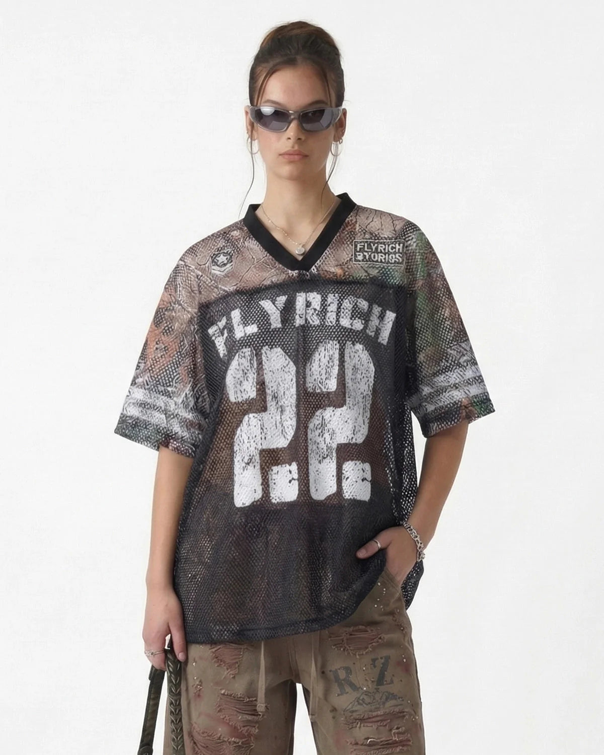 Camo Mesh Digital Print Jersey Tee | LCDEGO Streetwear