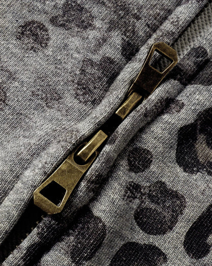 Leopard Print Boxy Zip Up Hoodie | LCDEGO Streetwear