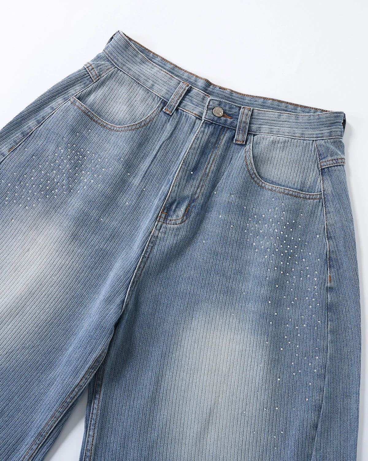 Star Rhinestone Longline Denim Shorts | LCDEGO Streetwear