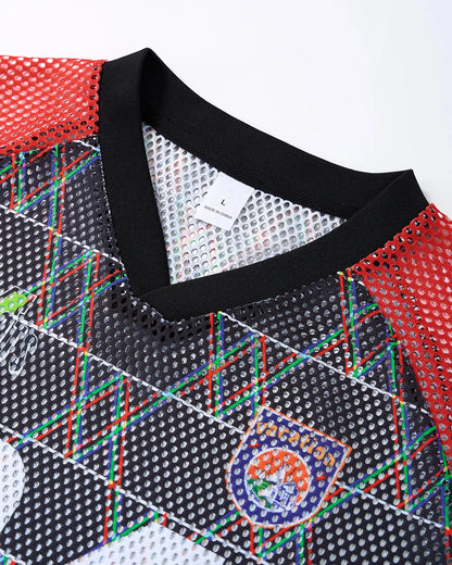 Color-Block Oversized Mesh Jersey | LCDEGO Streetwear