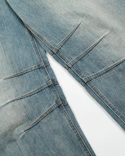 Deconstructed Bamboo Weave Baggy Jeans | LCDEGO Streetwear