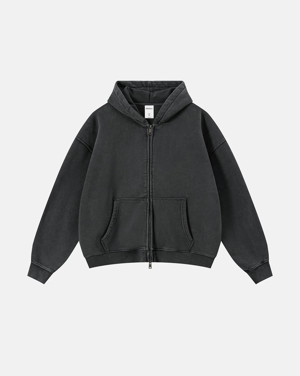 Vintage Washed Fleece Boxy Zip Hoodie | LCDEGO Streetwear