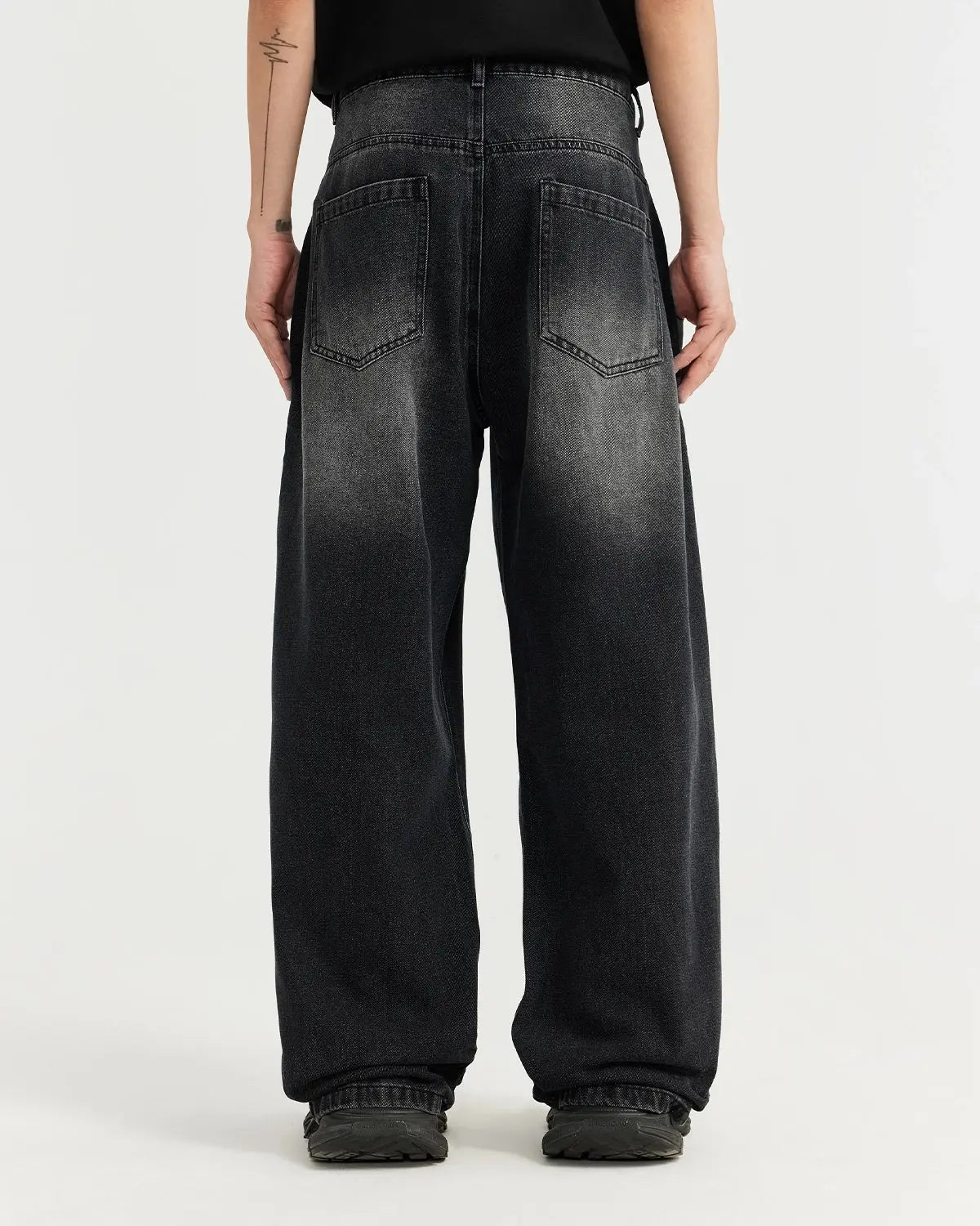 Black Washed Baggy Jeans | LCDEGO Streetwear