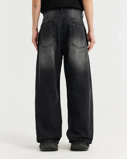 Black Washed Baggy Jeans | LCDEGO Streetwear