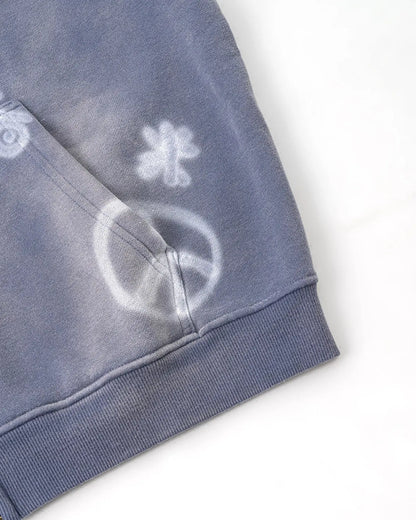 LCDEGO Graffiti Washed Zip Up Hoodies