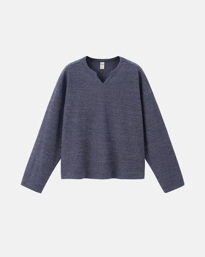 V-neck Long Sleeve Waffle Tees | LCDEGO Streetwear