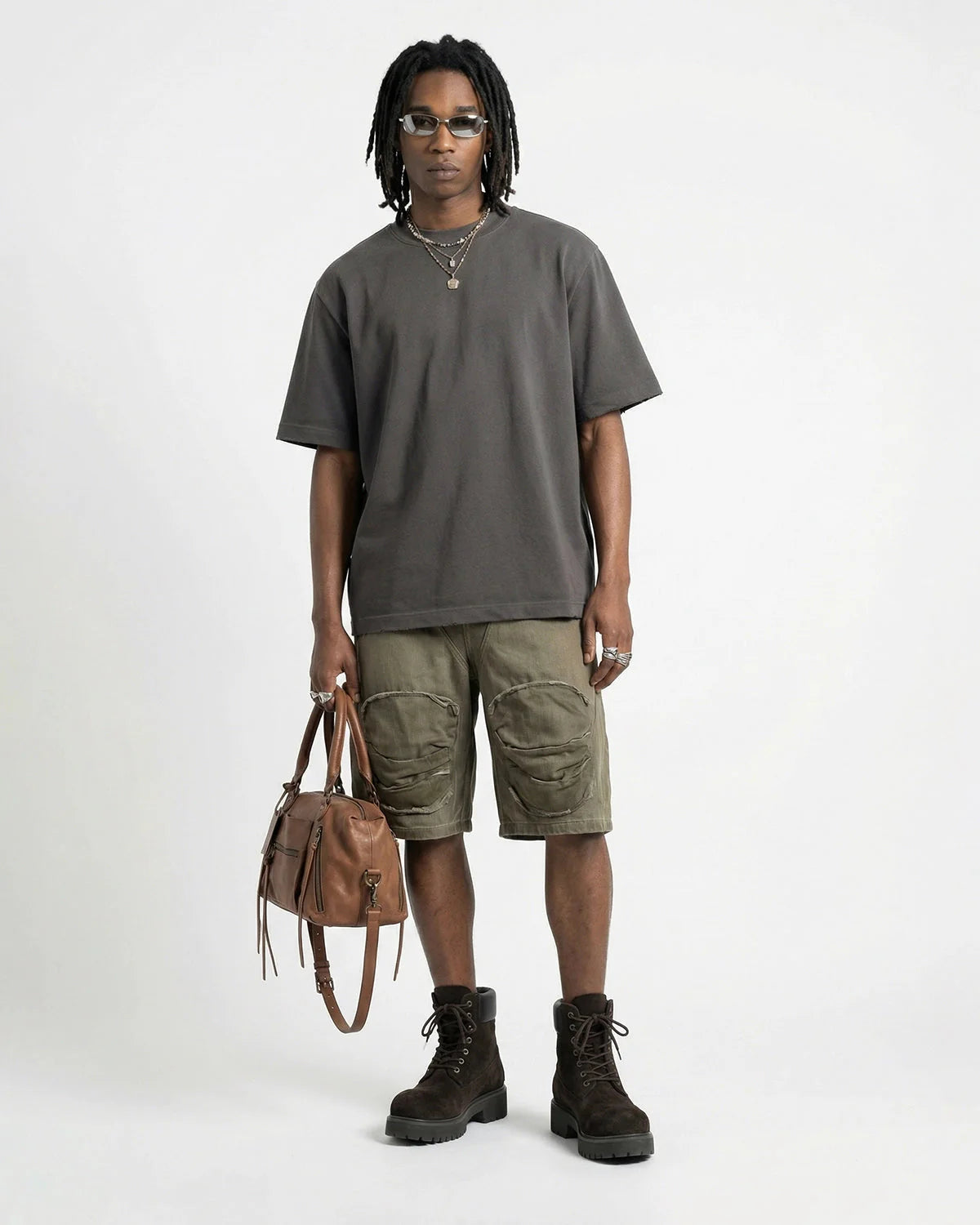 Distressed Washed Mock Neck T Shirt | LCDEGO Streetwear
