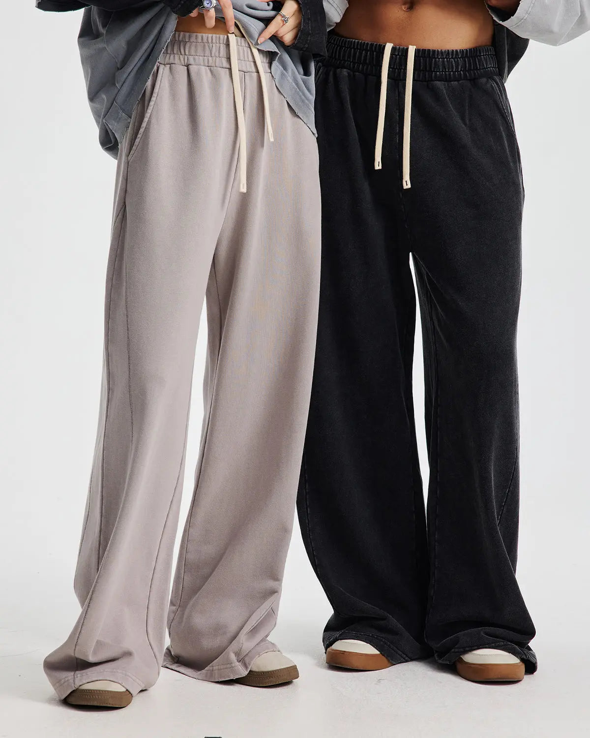 Acid Wash Stitching Straight Leg Sweatpant | LCDEGO Streetwear
