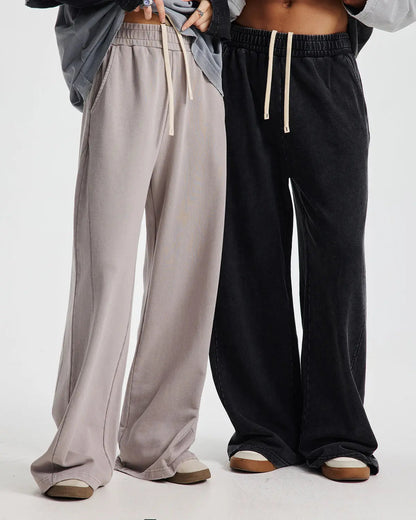 Acid Wash Stitching Straight Leg Sweatpant | LCDEGO Streetwear
