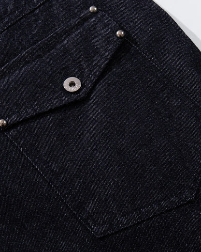 Buttons Up Raw Blue Baggy Jeans | LCDEGO Streetwear
