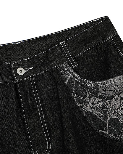 streetwear jorts with longline silhouette and textured stitching