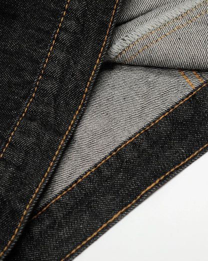 Black Multi Pockets Denim Jacket | LCDEGO Streetwear