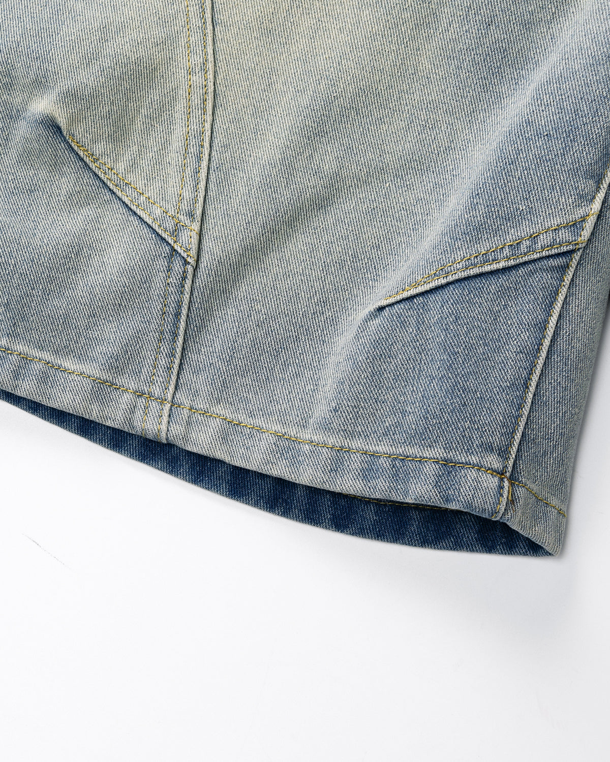 Structured Washed Denim Shorts | LCDEGO Streetwear