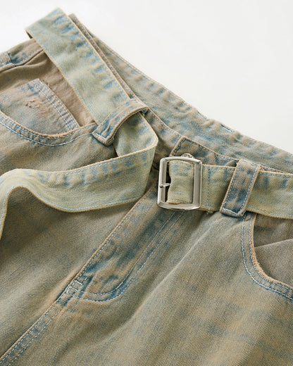 Beaded Studded Washed Baggy Jeans | LCDEGO Streetwear