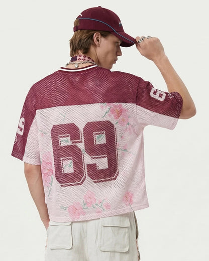Floral Digital Print Mesh Jersey | LCDEGO Streetwear