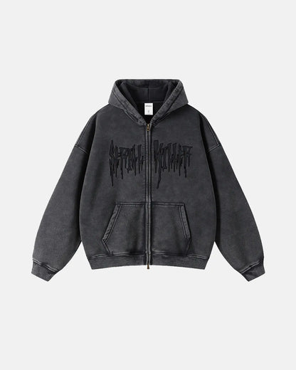 Gothic Acid Wash Zip Up Hoodies | LCDEGO Streetwear