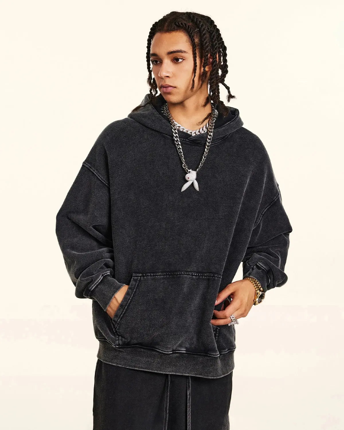 Acid Washed French Terry Hoodies | LCDEGO Streetwear