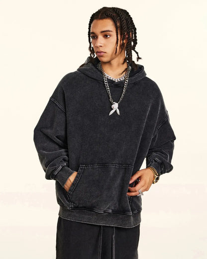 Acid Washed French Terry Hoodies | LCDEGO Streetwear
