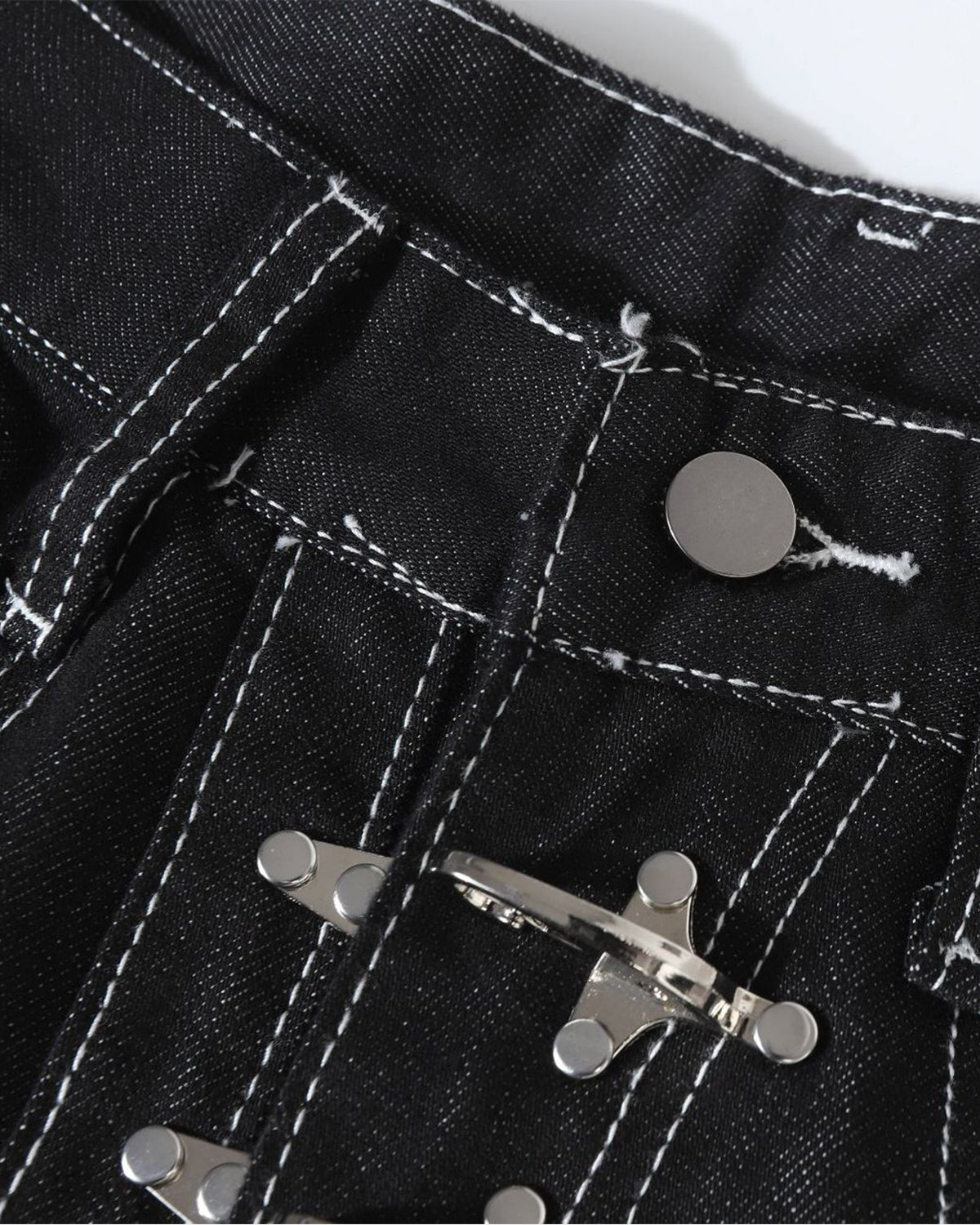 Raw Metal Clasp Baggy Jeans | LCDEGO Streetwear