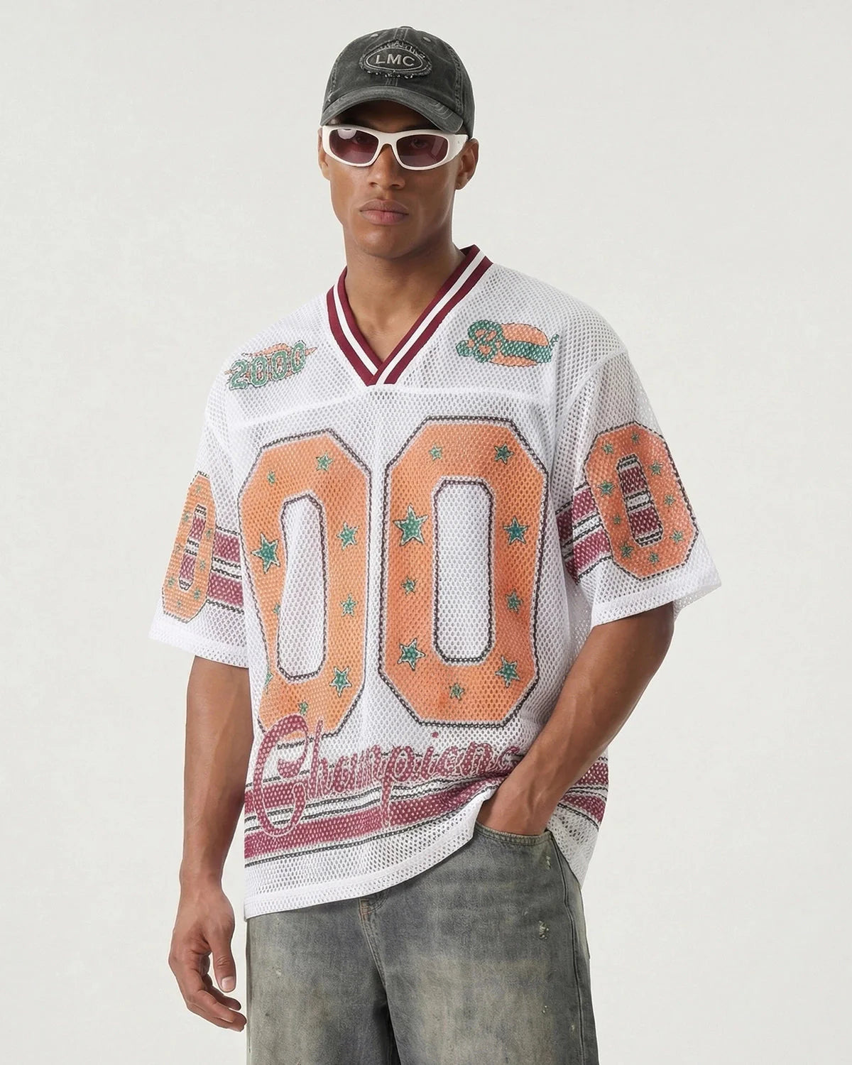 Star Graphic Mesh Football Jersey | LCDEGO Streetwear
