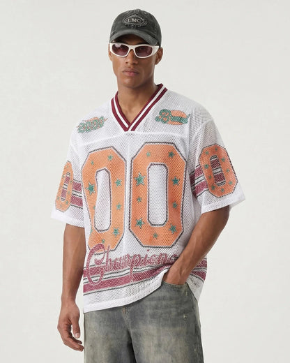Star Graphic Mesh Football Jersey | LCDEGO Streetwear