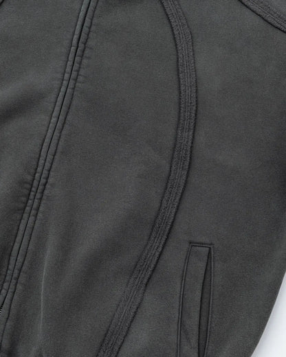 Contrast Stitching Distressed Wash Zip Up Hoodies | LCDEGO Streetwear