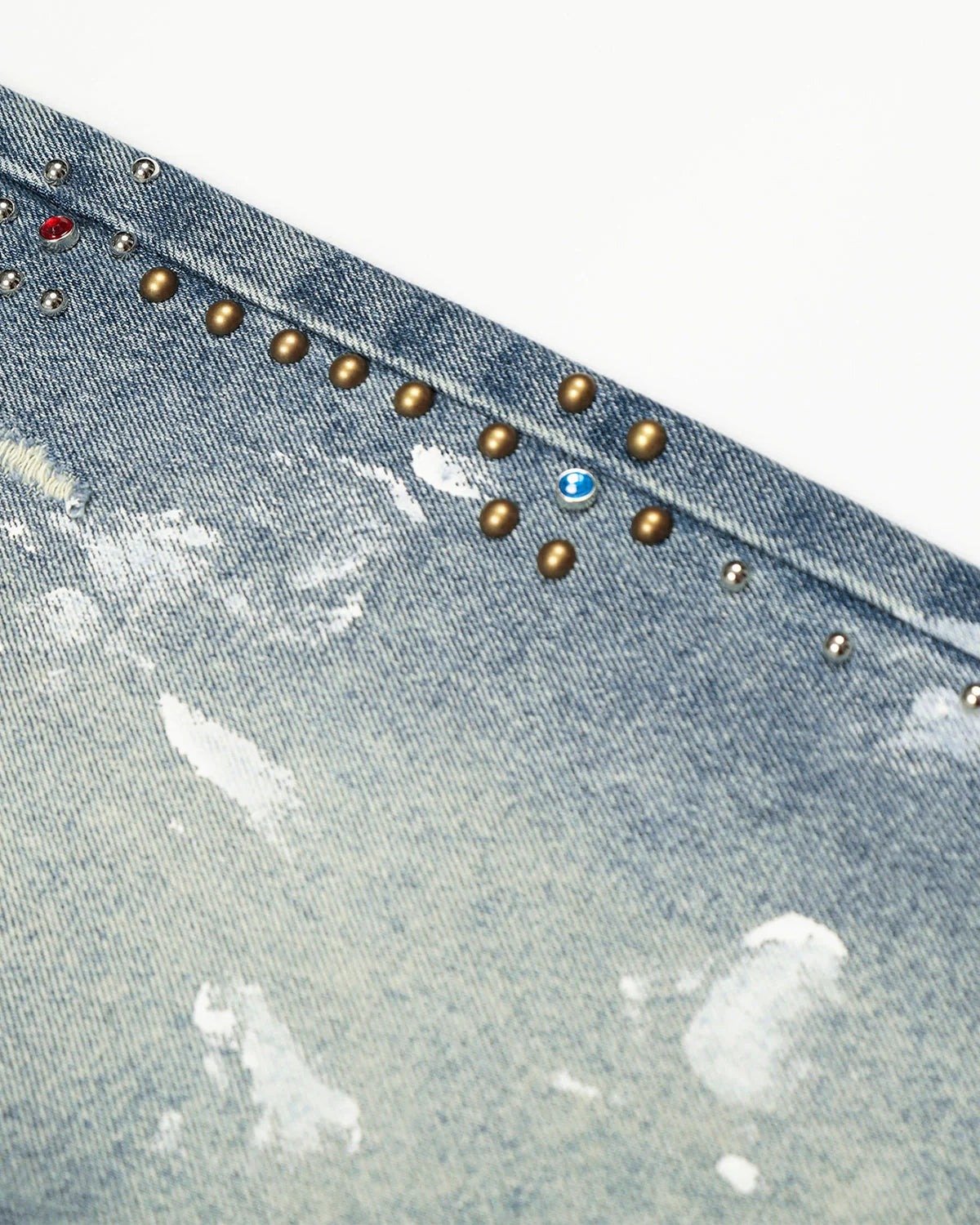 Acid Wash Beaded Studded Flared Baggy Jeans | LCDEGO Streetwear