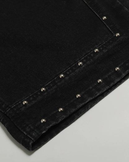 Whisker Washed Rivet Barrel Jeans | LCDEGO Streetwear