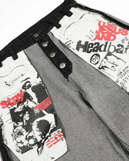 Distressed Reverse Design Baggy Jeans | LCDEGO Streetwear