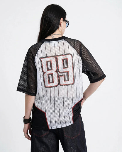 Pinstripe Colorblock Mesh Jersey | LCDEGO Streetwear