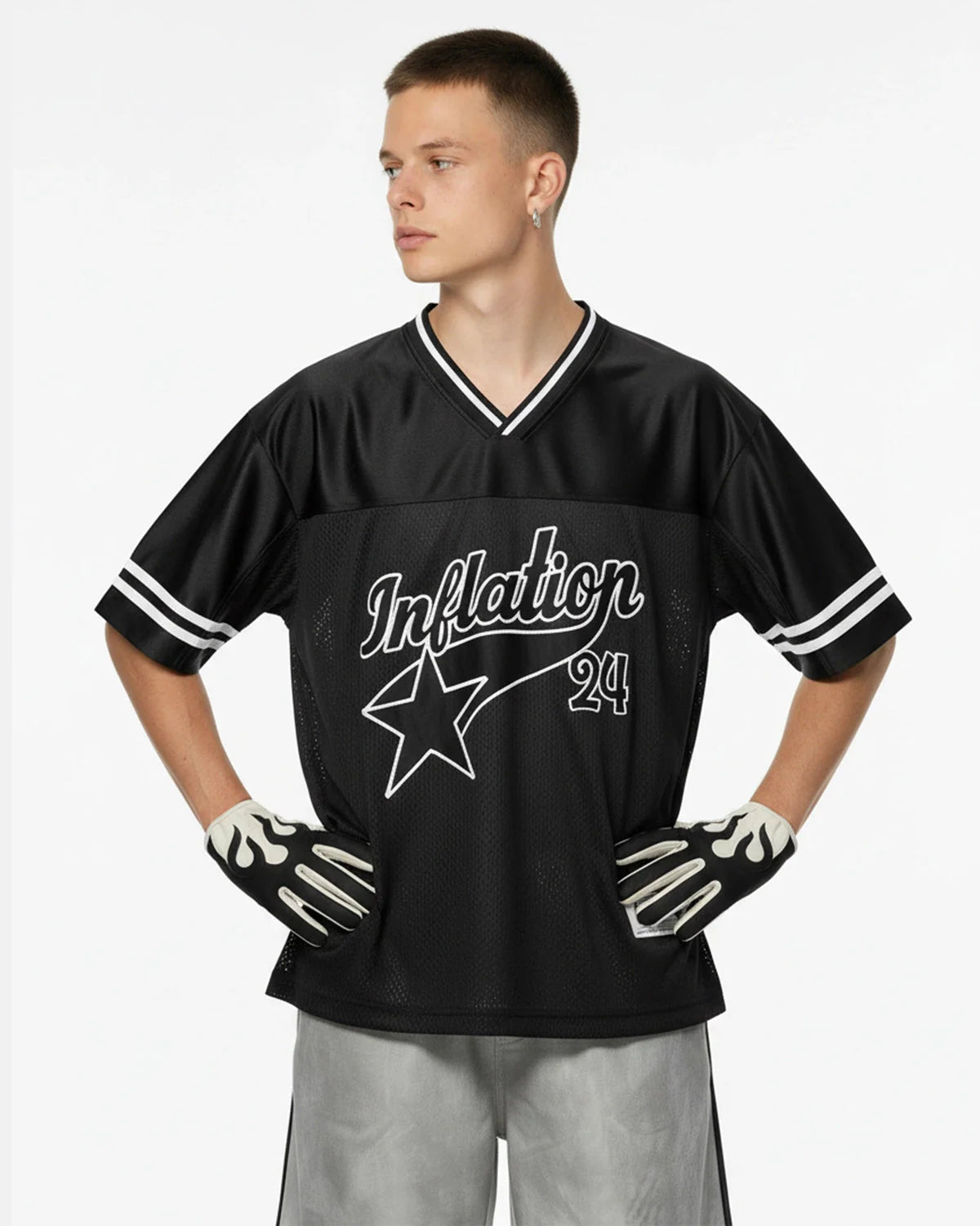 Mesh Patachwork Printing Jersey | LCDEGO Streetwear