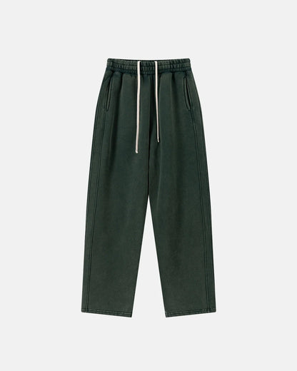 Retro Acid Washed Fleece Straight Leg Joggers | LCDEGO Streetwear