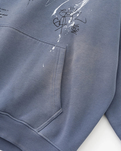 Graffiti Print Acid Washed Fleece Hoodies | LCDEGO Streetwear