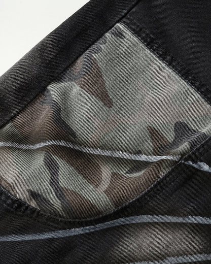 Spray Graphic Camo Barrel Jeans | LCDEGO Streetwear