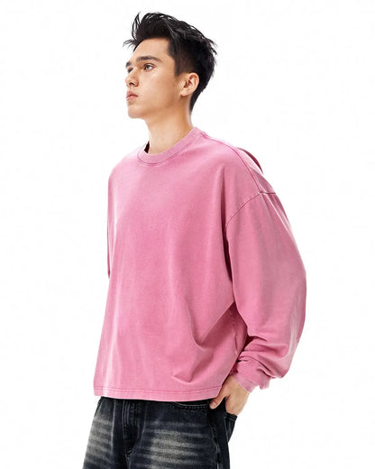 Distressed Washed Long Sleeve Tees | LCDEGO Streetwear
