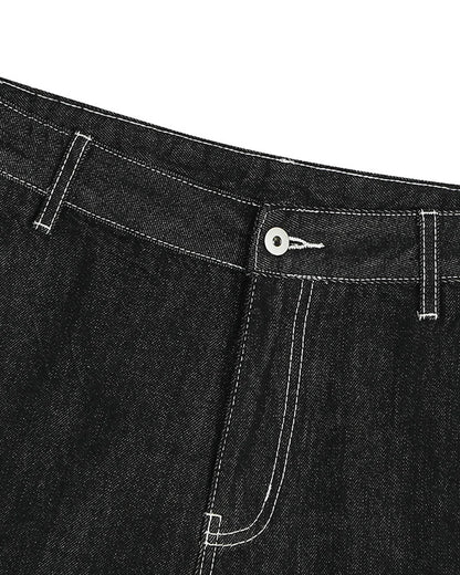 Raw Denim Cargo Longline Shorts | LCDEGO Streetwear