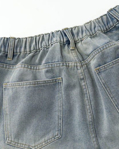 Structured Washed Denim Shorts | LCDEGO Streetwear