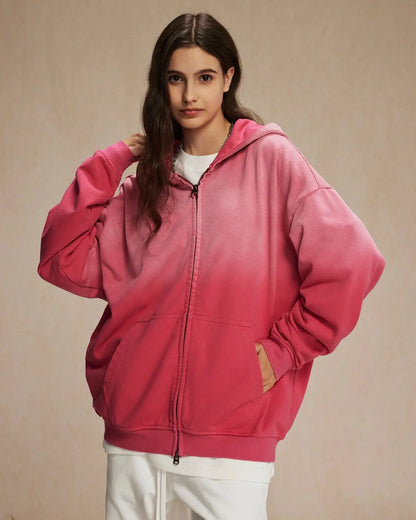 LCDEGO Monkey Wash French Terry Zip Up Hoodies
