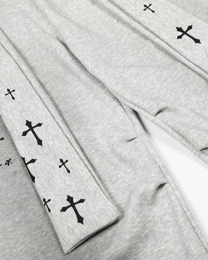 Cross Print Acid Wash Baggy Sweatpants | LCDEGO Streetwear