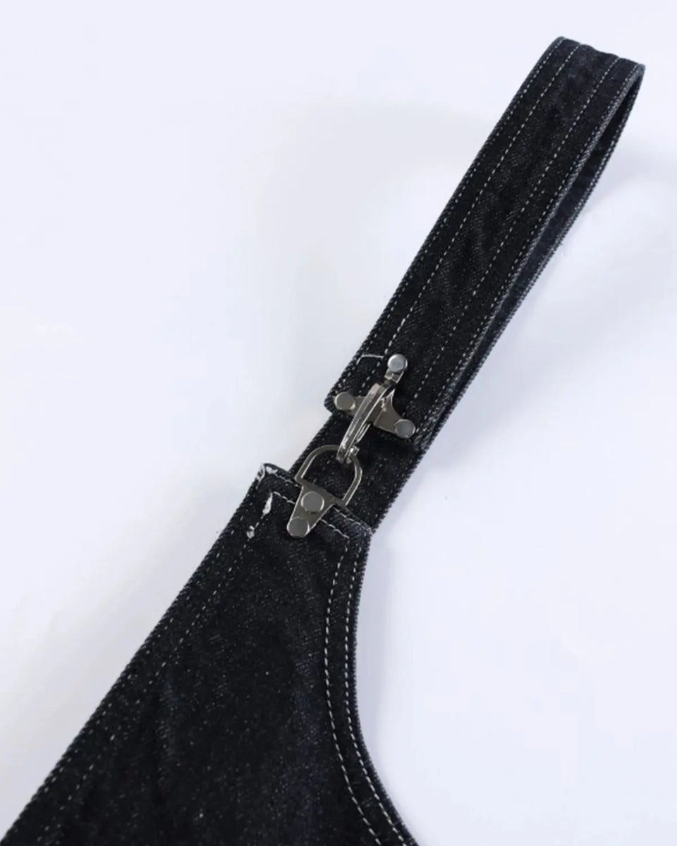 Asymmetric Buckle Denim Overalls Jeans | LCDEGO Streetwear