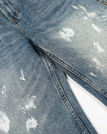 Acid Wash Beaded Studded Flared Baggy Jeans | LCDEGO Streetwear