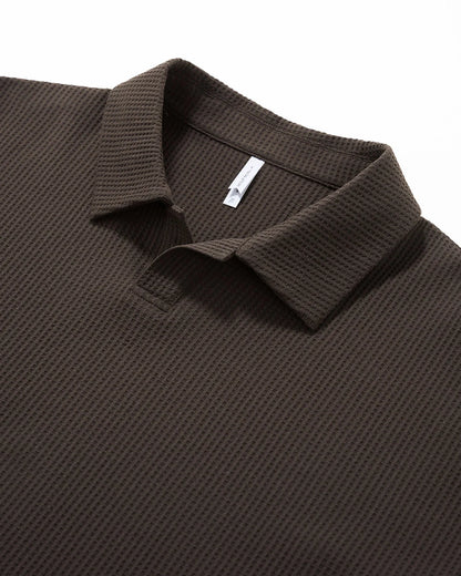 Waffle Long Sleeve Polo Shirts | LCDEGO Streetwear