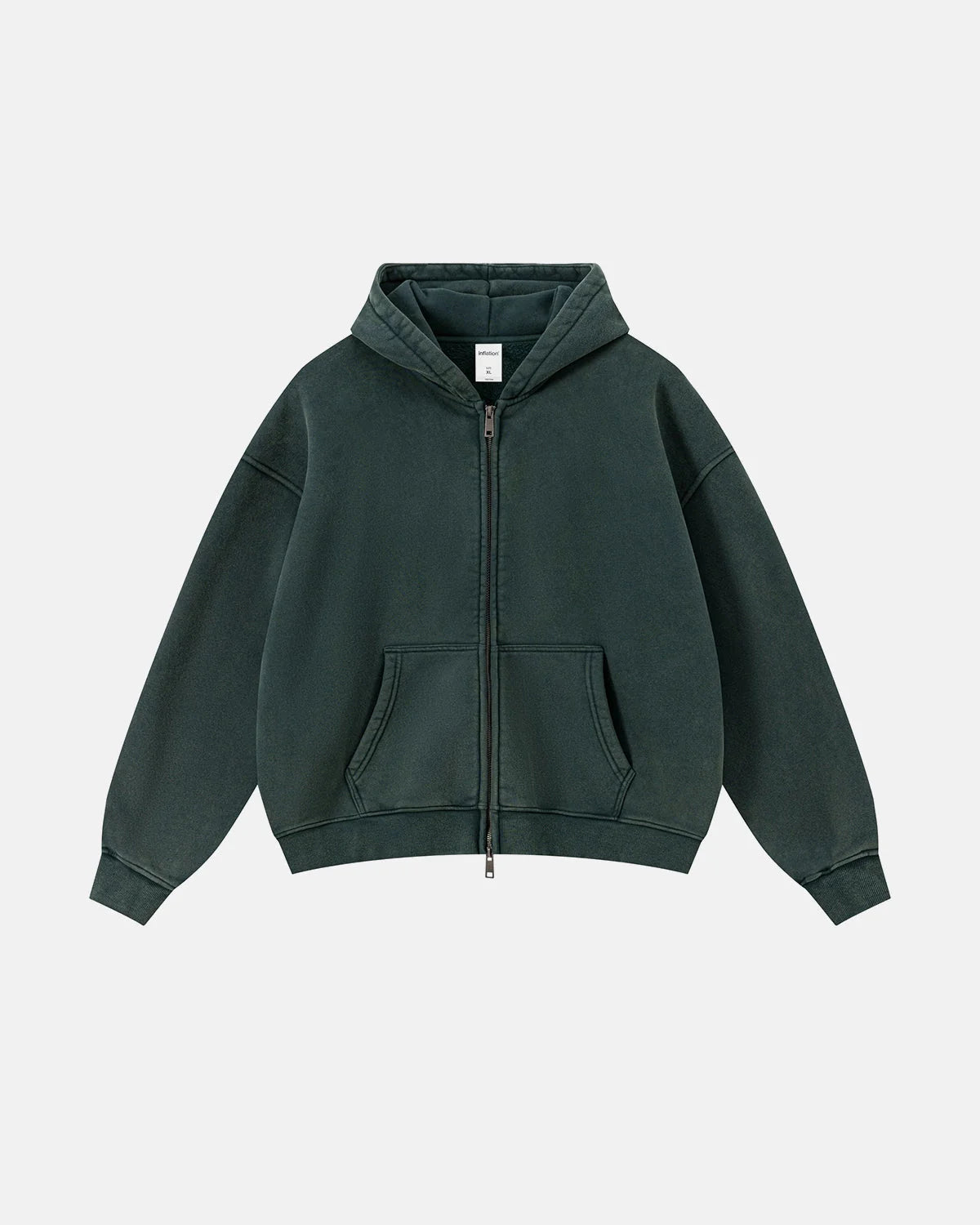 Vintage Washed Fleece Boxy Zip Hoodie | LCDEGO Streetwear